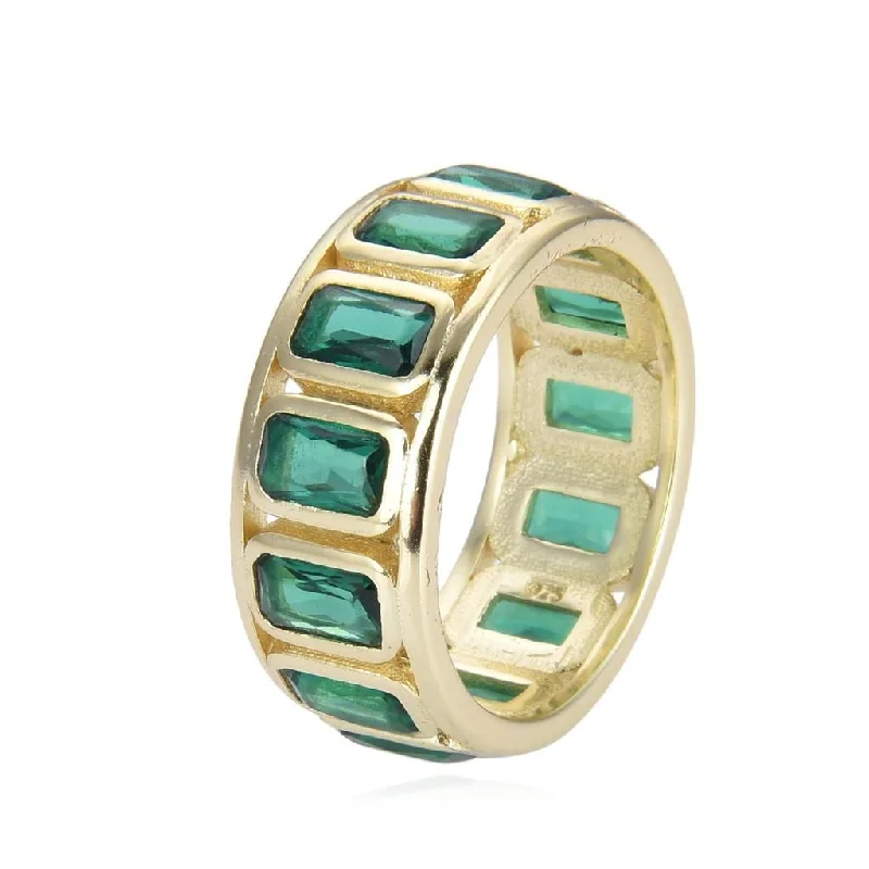 Women’s rings with peridot stones for sparkle -Emerald Baguette Ring