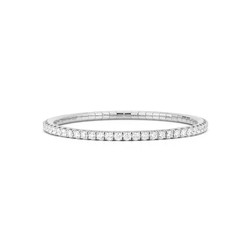 Bangles with personalized initial charm engravings -5.50 CT Round Diamond Stretch Bracelet