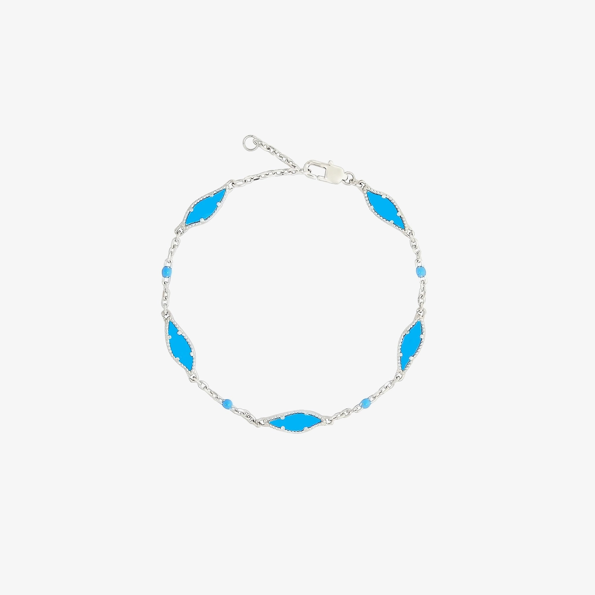 Blue oval silver chain