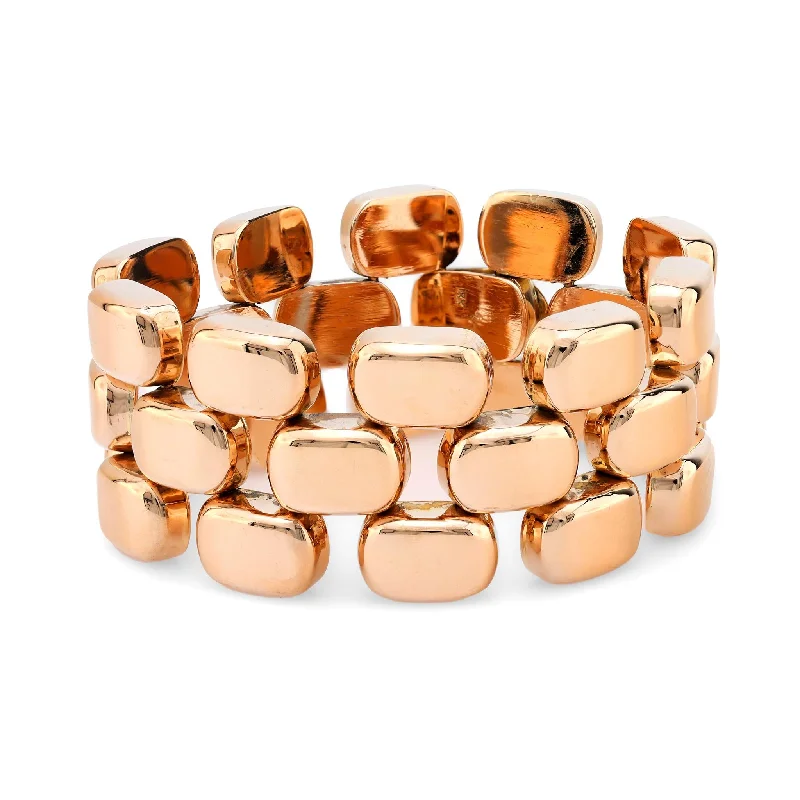 Bracelets with citrine stones for warm tones -Retro 14k rose gold chunky bracelet