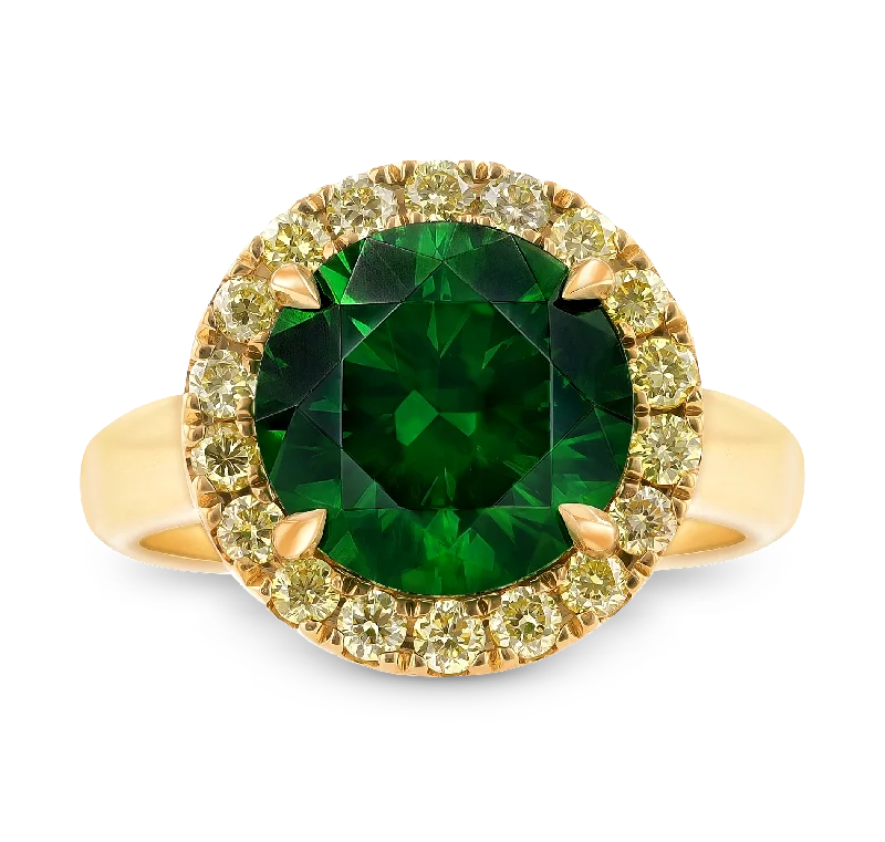 Women’s rings with rough sapphire for chic -Russian Demantoid Garnet Ring, 5.72 carats