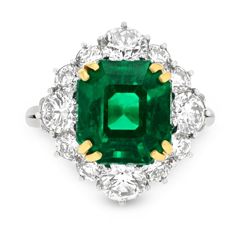 Women’s rings with carved rose quartz designs -Emerald-Cut Colombian Emerald Ring, 5.71 Carats