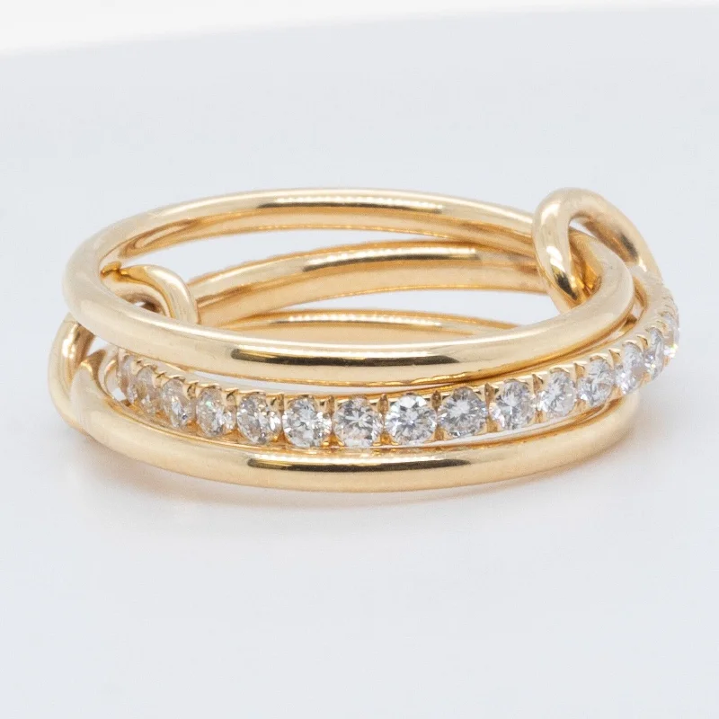 Women’s rings with tiger eye band warmth -18k Yellow Gold 3 Link Round Diamond Eternity Band 1.15ctw G SI1 Ring Size 6