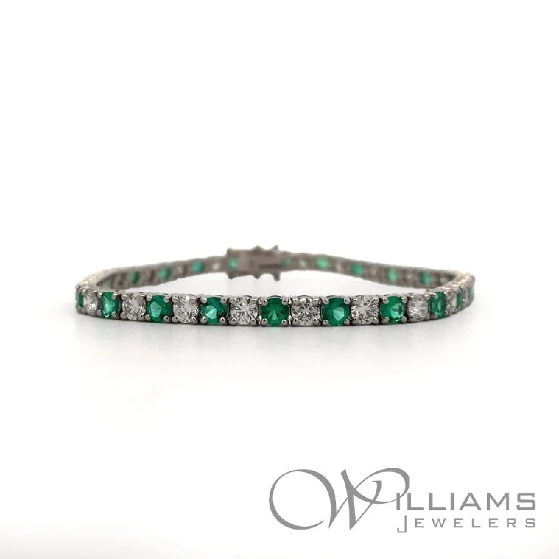 Bangles with personalized initial charm engravings -Williams Signature 18 Karat Emerald Bracelet