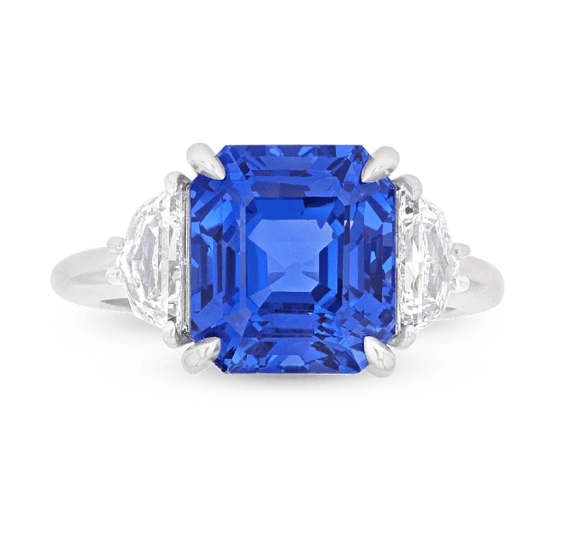 Women’s dainty rings with floral opal motifs -Unheated Burma Sapphire Ring, 7.87 carats