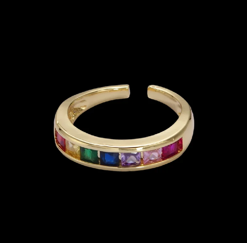 Women’s rings with starburst garnet for beauty -Ring - 18K Gold Filled Rainbow Ring (NEW)