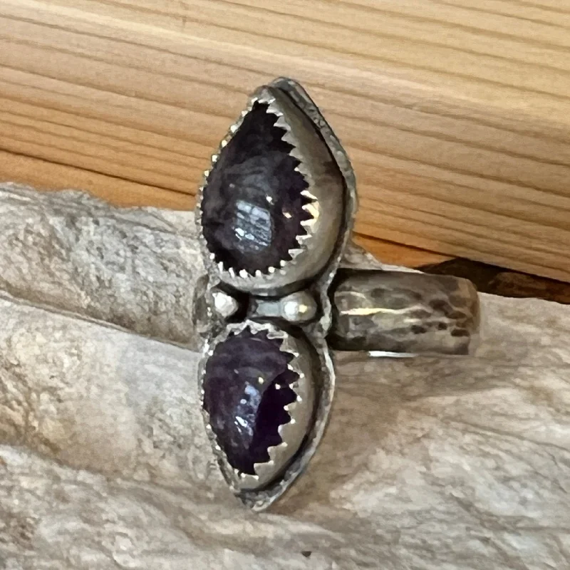 Women’s wide rings with bold amethyst gems -Amethyst Pinkie Ring by & The Minotaur