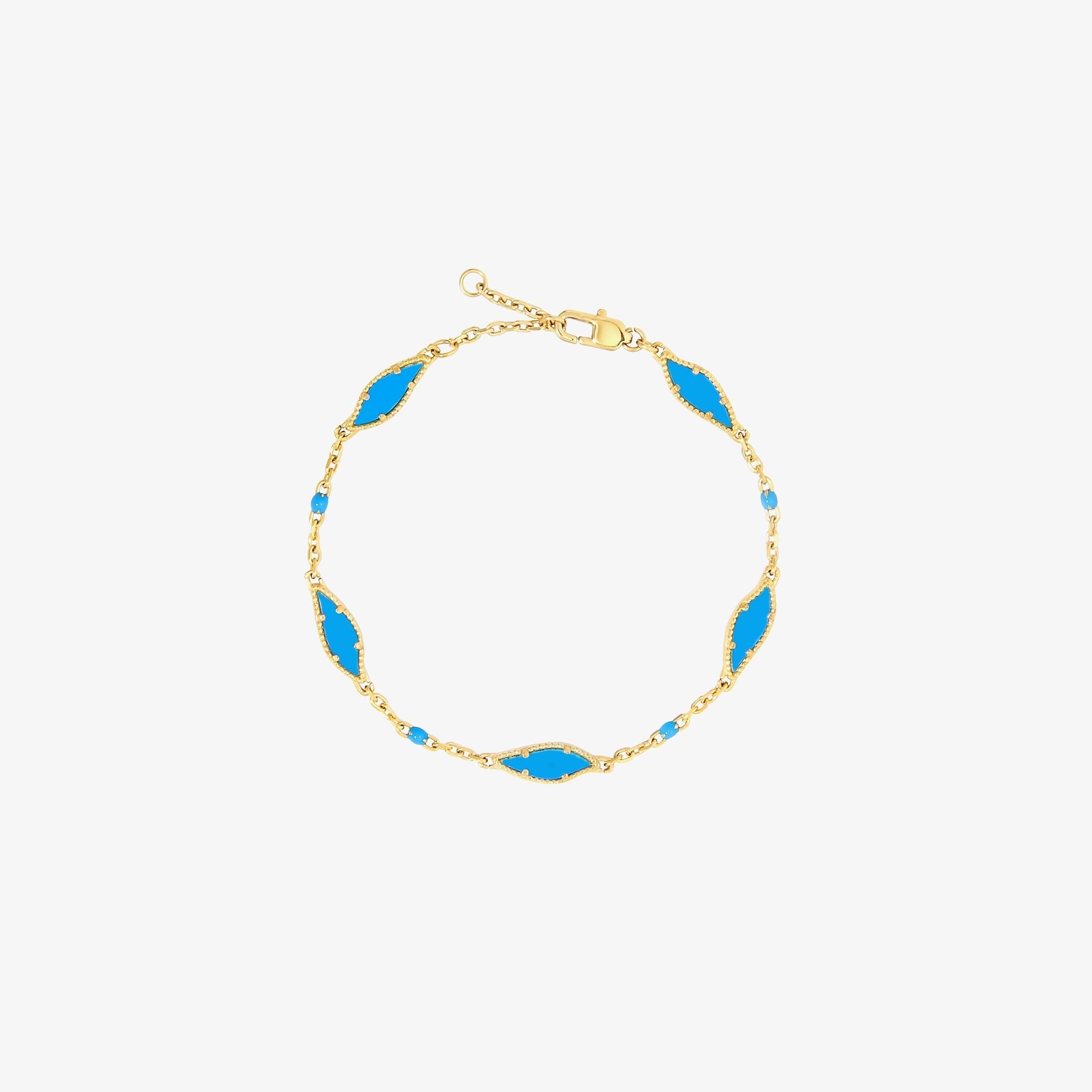 Blue oval gold chain