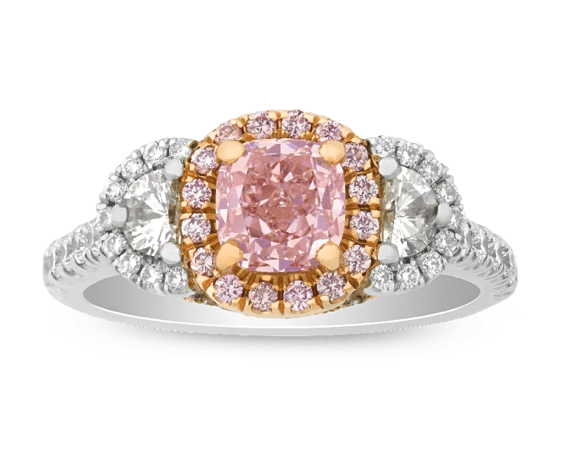 Women’s rings with bezel-set aquamarine gems -Fancy Pink Diamond Ring, 1.02 Carats