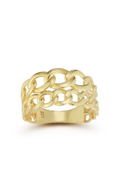 Women’s rings with crown-inspired topaz designs -Double Stacked Curb Ring