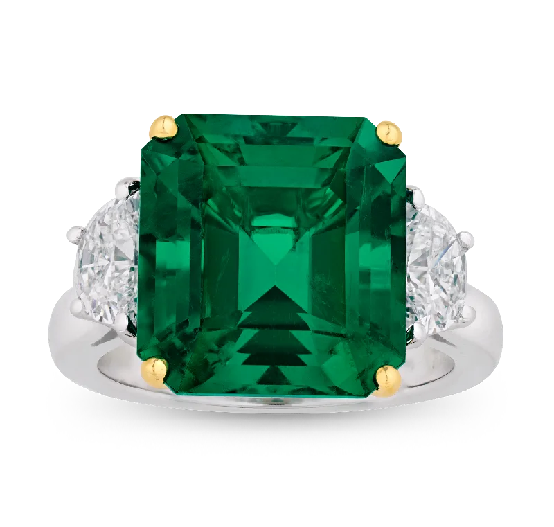 Women’s rings with crown-inspired topaz designs -Untreated Colombian Emerald Ring, 8.95 Carats