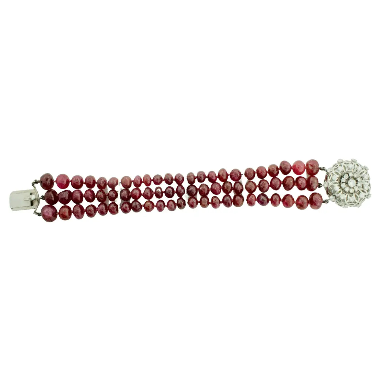 Bracelets with raw moonstone for mystic beauty -225 Carats Ruby Bead and Diamond Bracelet in White Gold