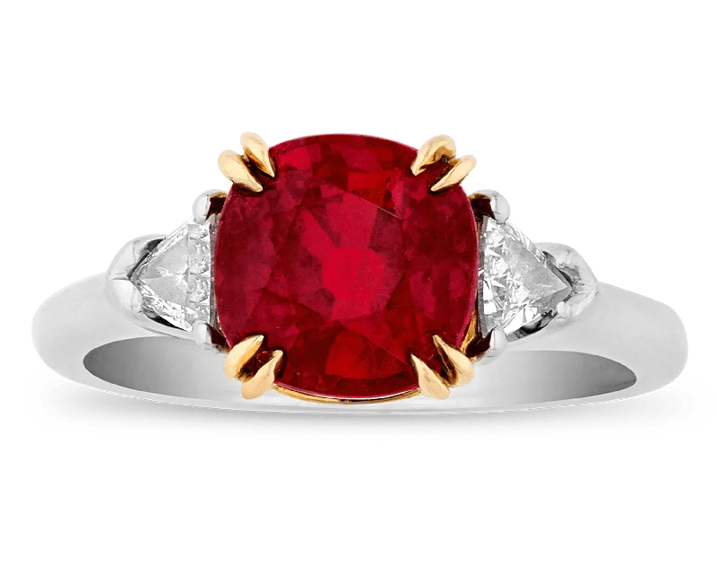 Women’s rings with crown-inspired topaz designs -Burma Ruby Ring, 3.02 carats