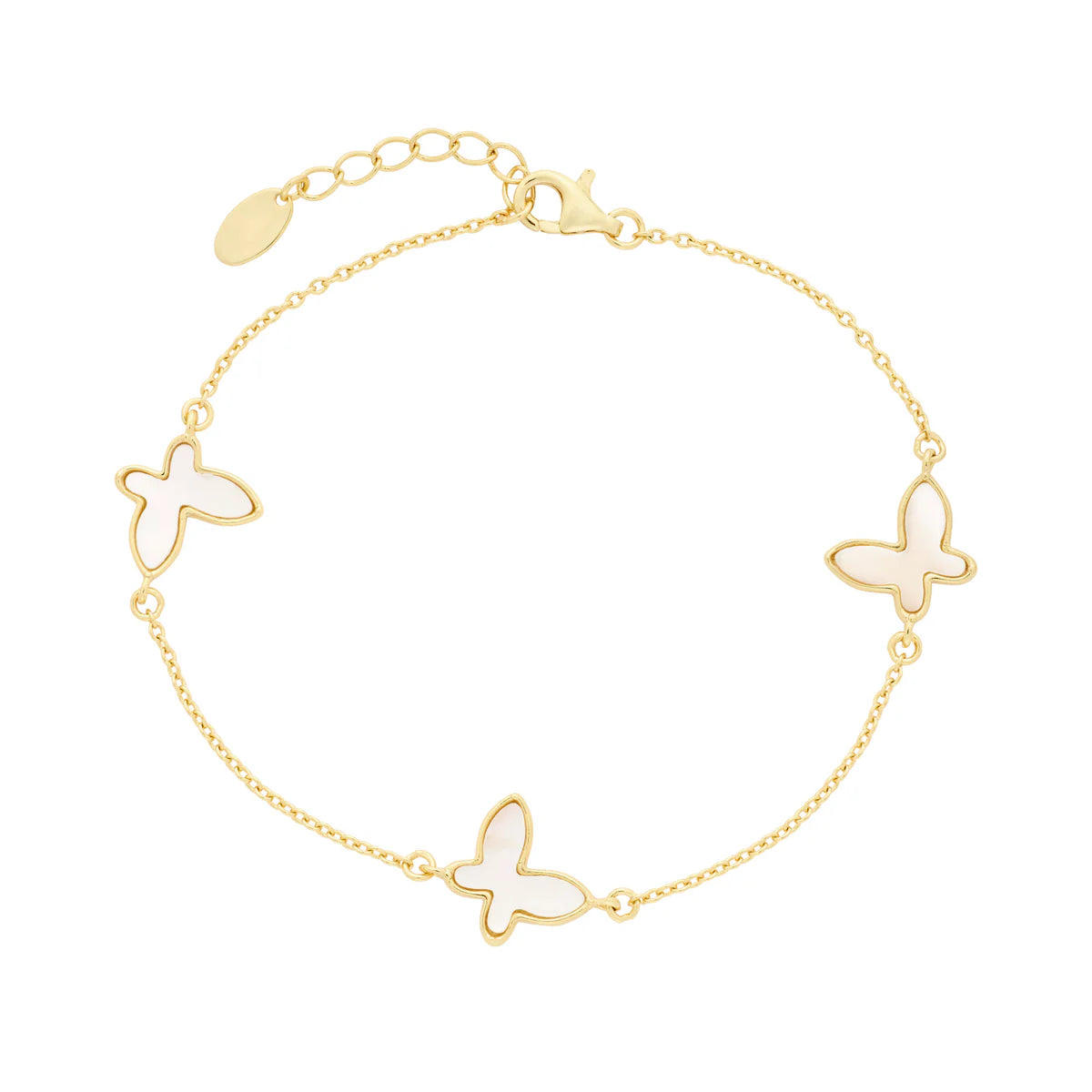 Bracelets with crescent moon for lunar appeal -Triple Pearl Butterfly Bracelet