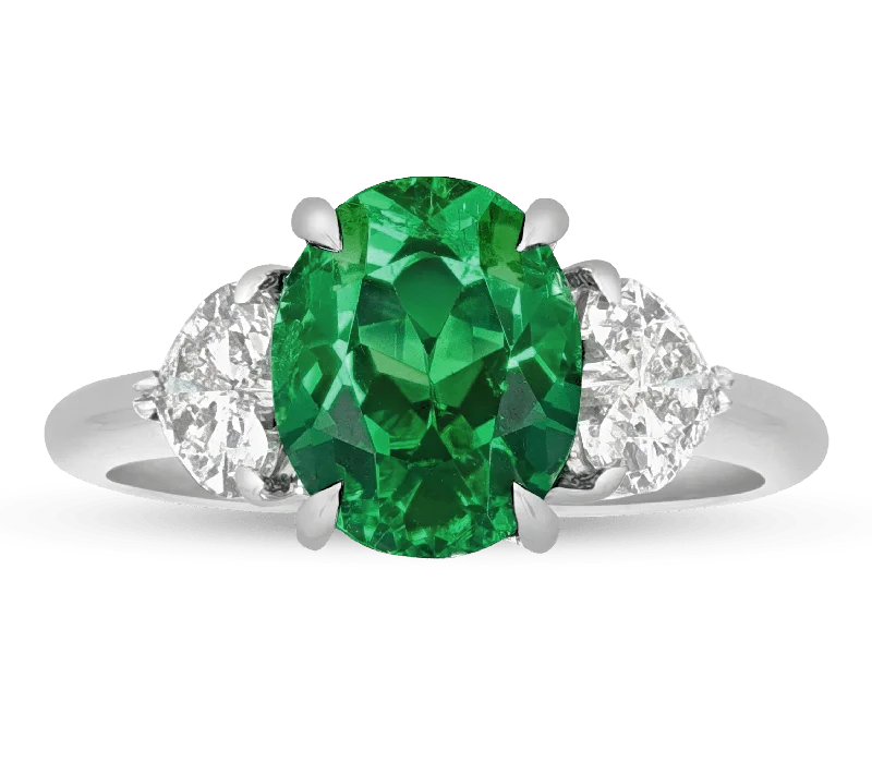 Women’s rings with crescent peridot for green -Untreated Colombian Emerald Ring, 2.55 Carats