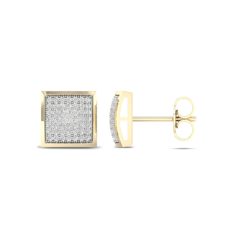 Hoop earrings with textured gold for a refined and sophisticated aesthetic-10K 0.33CT Diamond Earring