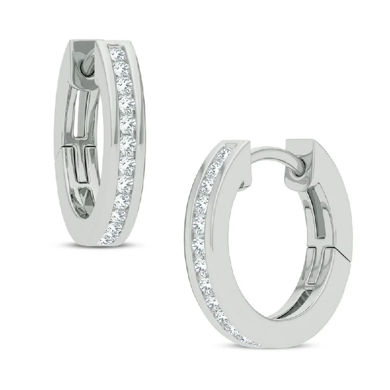 Hoop earrings with twisted leather for a chic and modern boho look-14K 0.10CT DIAMOND EARRING