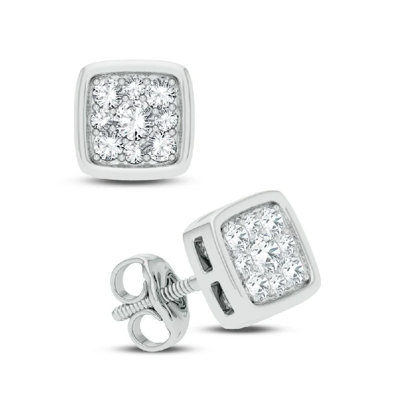 Hoop earrings with stacked layers for a bold and textured design-14K 0.25CT DIAMOND EARRING