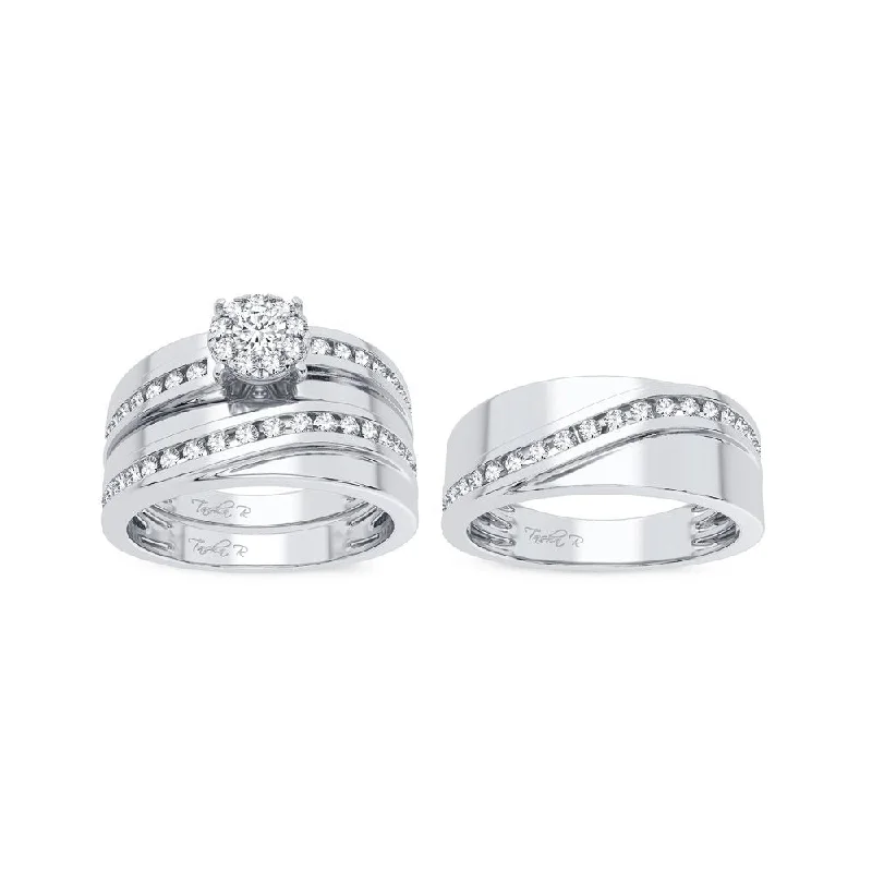 Hoop earrings with spiral designs for a dynamic and fluid look-14K 0.75CT Diamond Trio Set