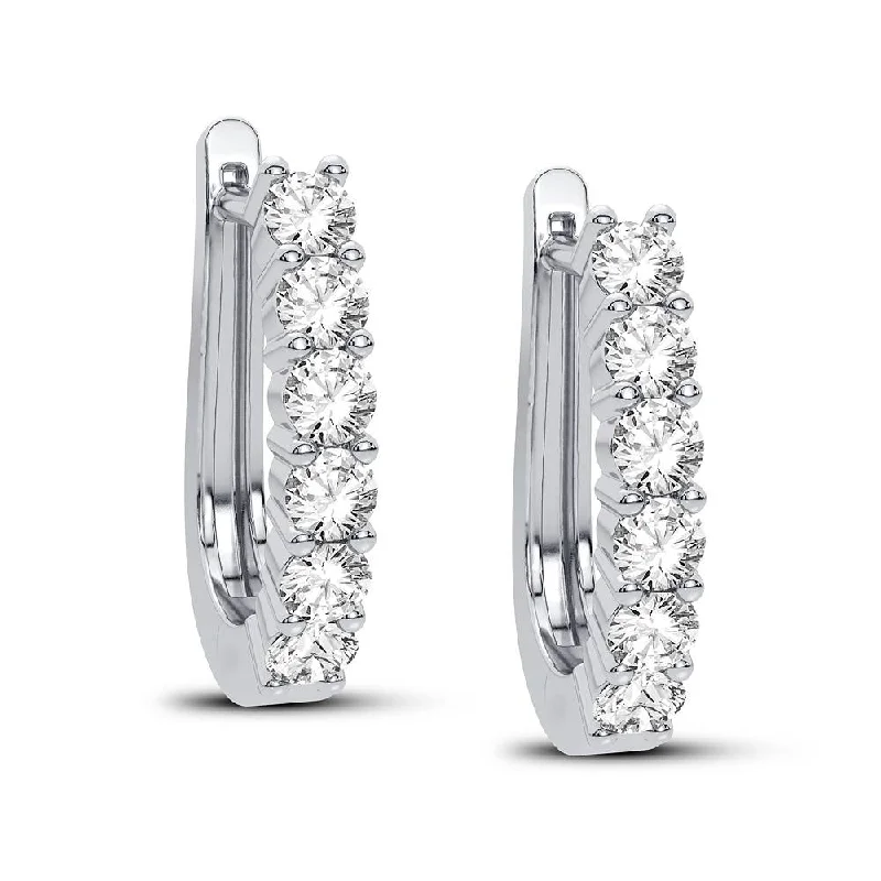 Hoop earrings with faceted crystals for added sparkle and shine-14K 1.00CT Diamond Earring