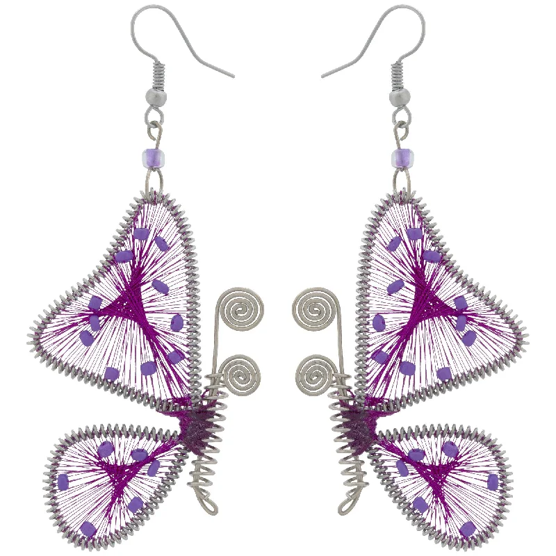 Best hoop earrings with sterling silver for an affordable and chic design-Threaded Butterfly Earrings