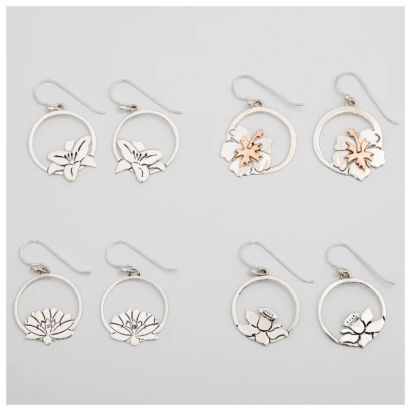 Best hoop earrings with enamel details for a colorful and modern look-Blooming Flowers Sterling Earrings