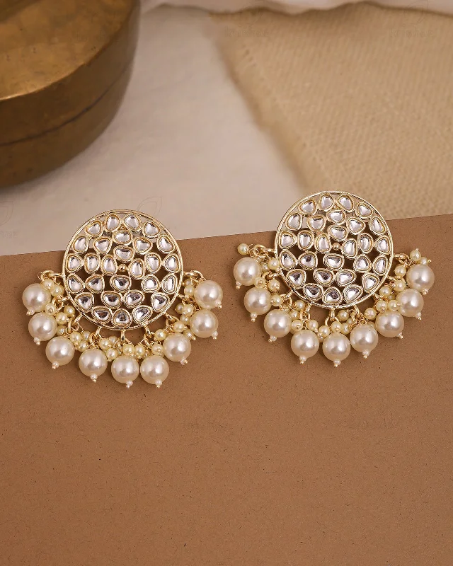 Hoop earrings with spiral designs for a dynamic and fluid look-Aritra Kundan Studs-M