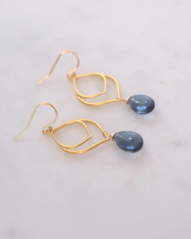 Best hoop earrings with satin ribbons for a soft, feminine appearance-Siberian Blue Quartz Leaf Earrings