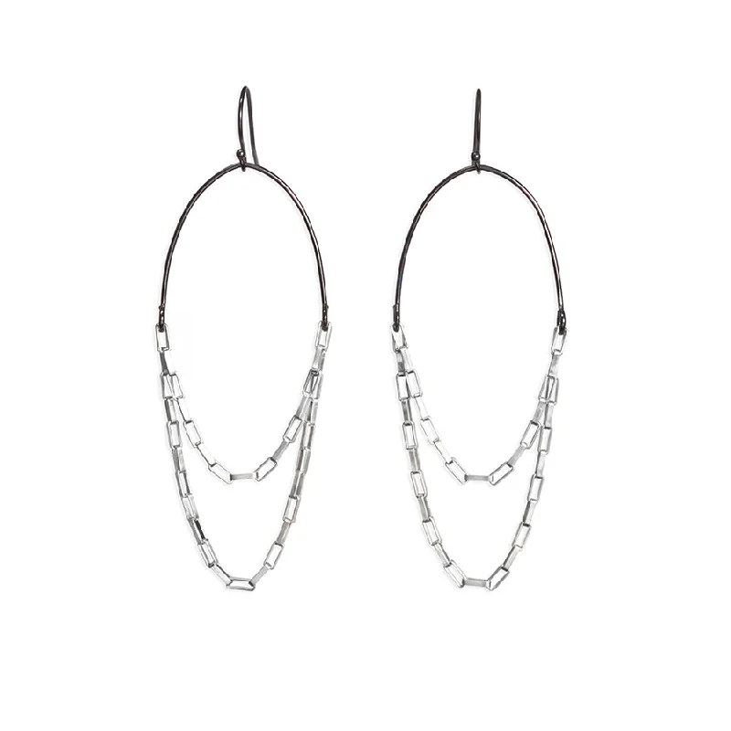 Hoop earrings with oversized pearl accents for a statement-making look-box chain earrings