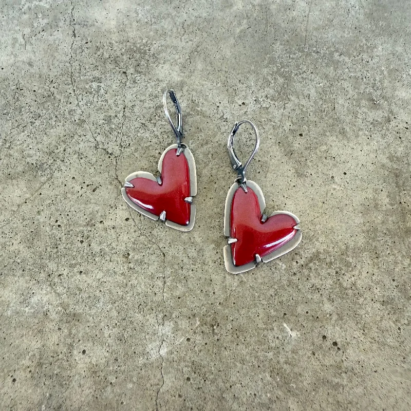 Medium hoop earrings for an everyday look with the perfect balance of style-dangle enamel heart earrings