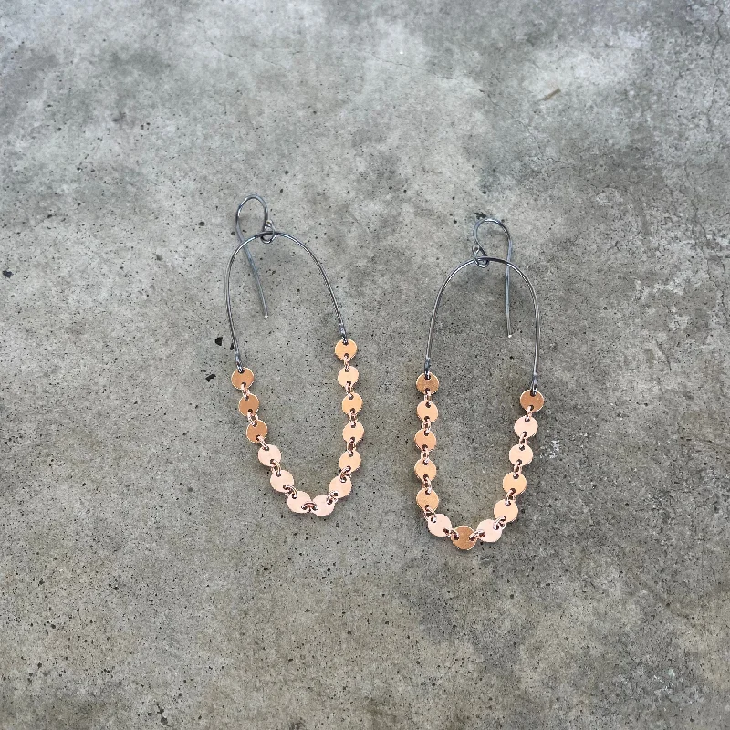 Best hoop earrings with geometric shapes for a modern and artistic appeal-disc chain earrings-rose gold