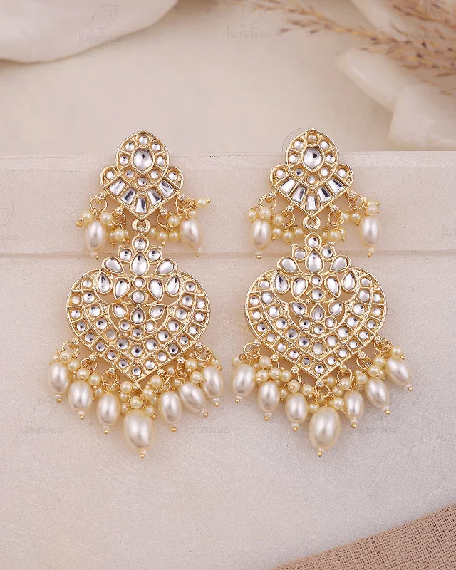 Best hoop earrings with lever-back closures for secure and easy wear-Divija Kundan Danglers-M