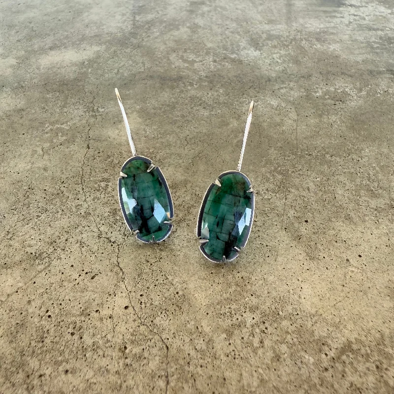 Best hoop earrings with minimalist designs for a clean and modern aesthetic-long oval emerald earrings