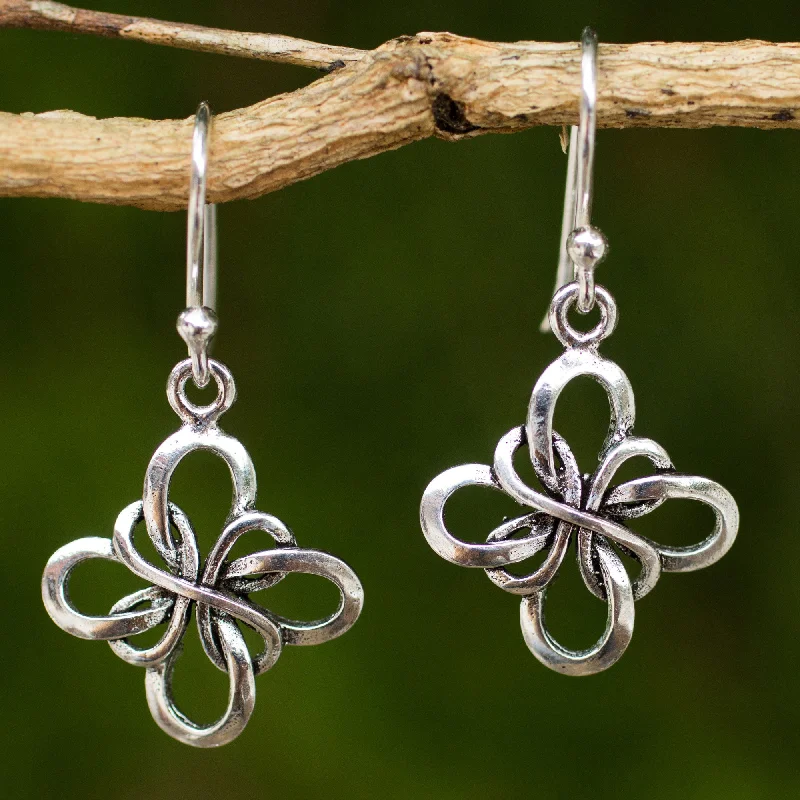 Hoop earrings with removable pendants for a versatile and customizable accessory-Endless Ribbon Sterling Silver Dangle Earrings