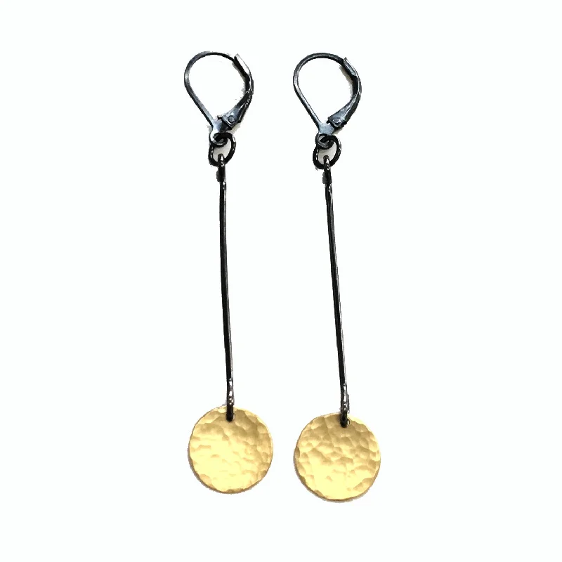 Hoop earrings with oversized pearl accents for a statement-making look-extra small single hammered disc earring