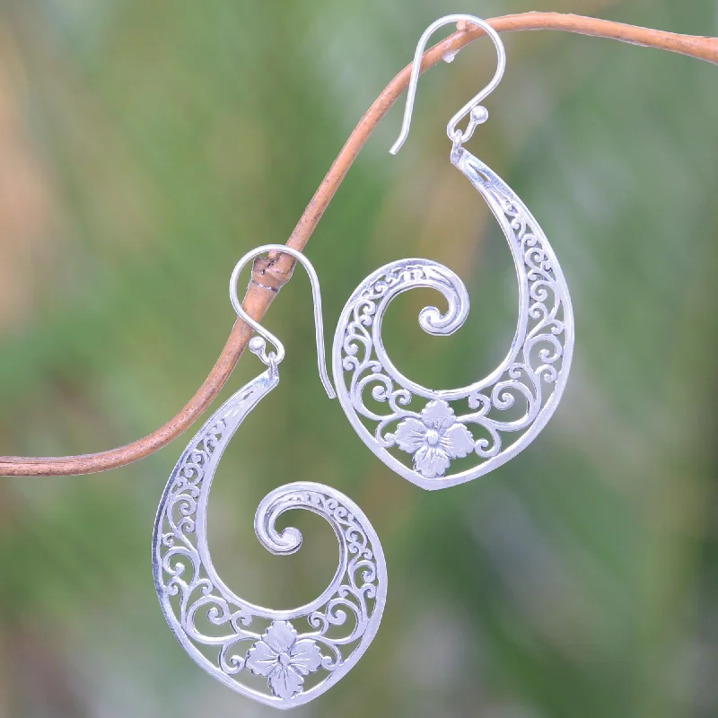 Hoop earrings with diamond-cut surfaces for added sparkle and shine-Fern Beauty Silver Dangle Earrings