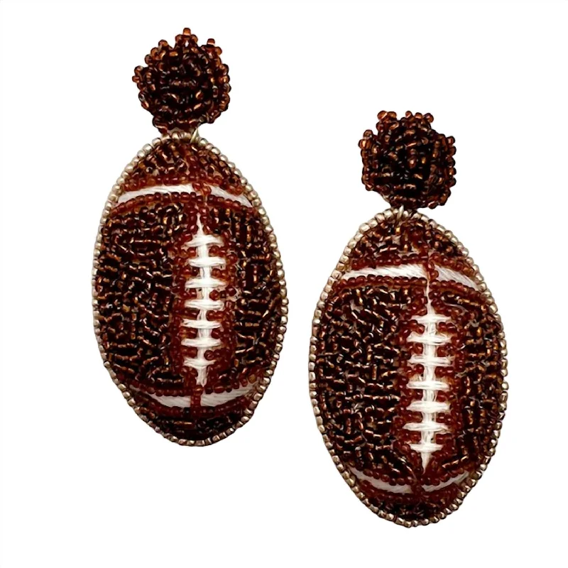 Best hoop earrings with smooth ceramic finishes for a polished, clean style-Football Earrings In Brown