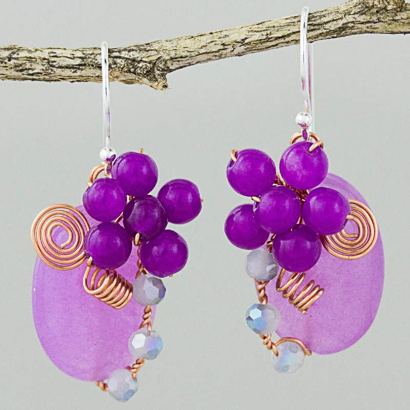 Best hoop earrings with braided leather for a rustic, stylish finish-Garden Bliss in Purple Quartz Beaded Earrings