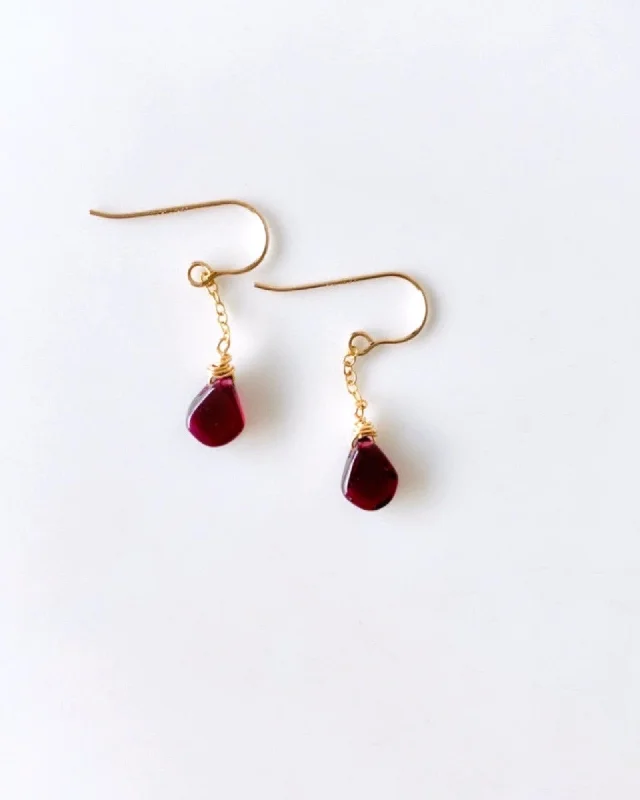 Hoop earrings with textured gold for a refined and sophisticated aesthetic-Garnet simple Earrings