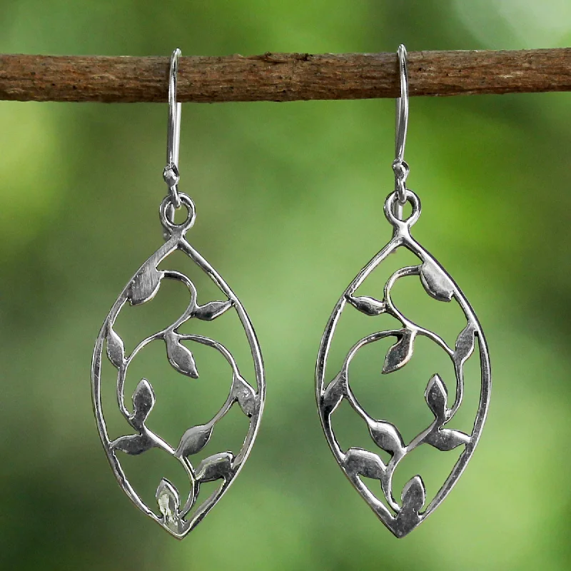 Hoop earrings with abstract wirework for an artistic, unique look-Glowing Spring Leaves Earrings