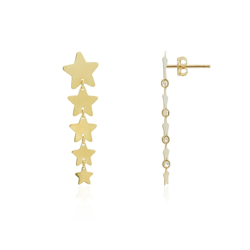 Best hoop earrings with gold for a luxurious and timeless look-Gold Graduating Star Dangle Earrings