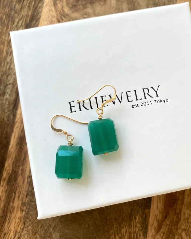 Best hoop earrings with custom designs for a personalized, unique accessory-Green Onyx Fancy Earrings