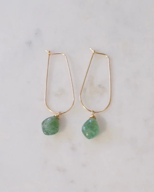 Best hoop earrings with gemstone accents for a colorful and elegant appearance-Green strawberry quartz U hoops