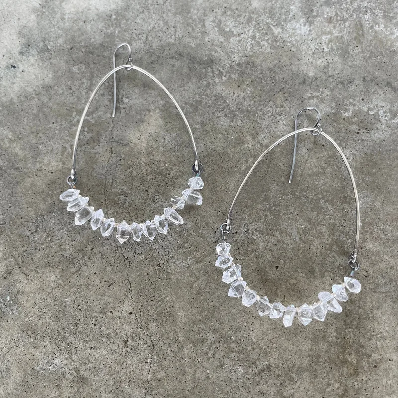 Best hoop earrings with geometric triangle shapes for a modern, chic design-herkimer diamond cluster arc earrings