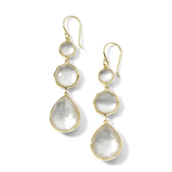 Hoop earrings with circle designs for a classic and timeless shape-IPPOLITA 18K Yellow Gold Rock Candy Small Crazy 8's Earring in Mother of Pearl