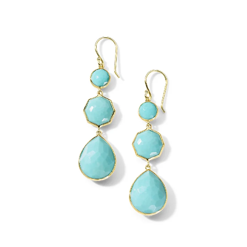 Best hoop earrings with vintage coins for a retro, antique-inspired style-IPPOLITA 18K Yellow Gold Rock Candy Small Crazy 8's Earring in Turquoise