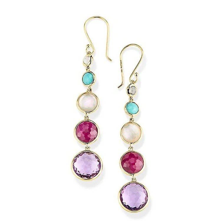 Best hoop earrings with blackened metal for an edgy and bold appearance-IPPOLITA Lollipop 18K Yellow Gold Long Lollitini Earrings in Warm Multi Colors