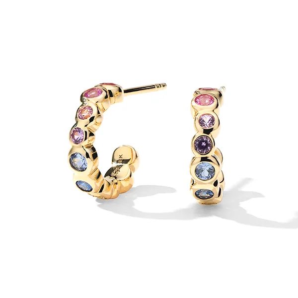 Best hoop earrings with enamel details for a colorful and modern look-IPPOLITA Stardust Starlet 18K Yellow Gold Mini Hoop Earrings in Rainbow