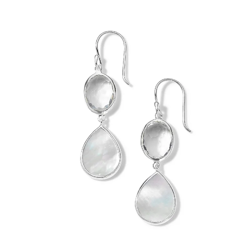 Hoop earrings with resin accents for a bold and colorful design-IPPOLITA Wonderland Oval & Teardrop Snowman Earrings in Rock Crystal & Mother-of-Pearl