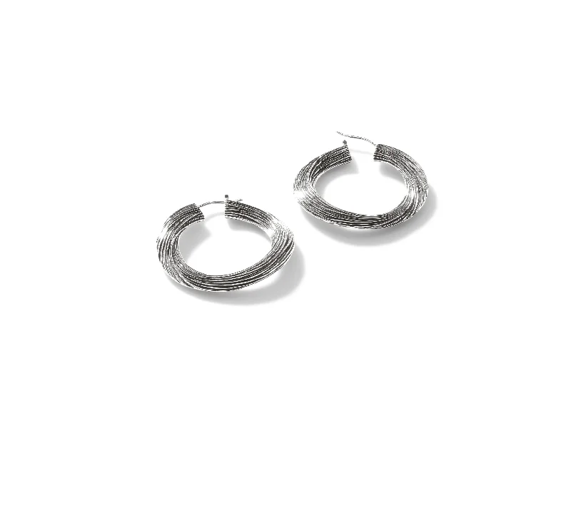 Hoop earrings with luxe velvet finishes for a rich and luxurious touch-John Hardy Bamboo Striated Hoop Earrings